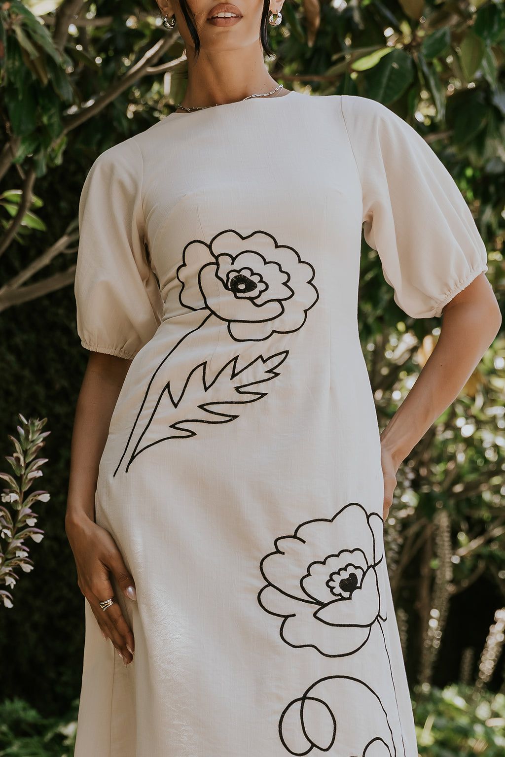Mandie Embroidered Midi Dress