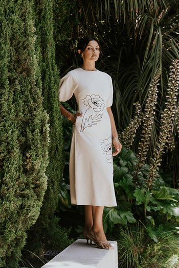 Mandie Embroidered Midi Dress