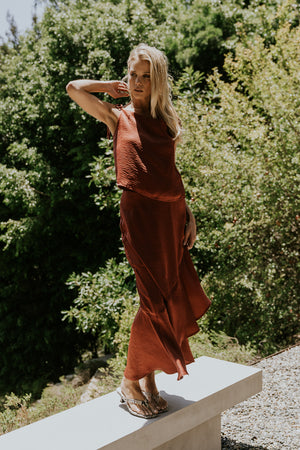 Jamey Satin Ruffle Maxi Skirt