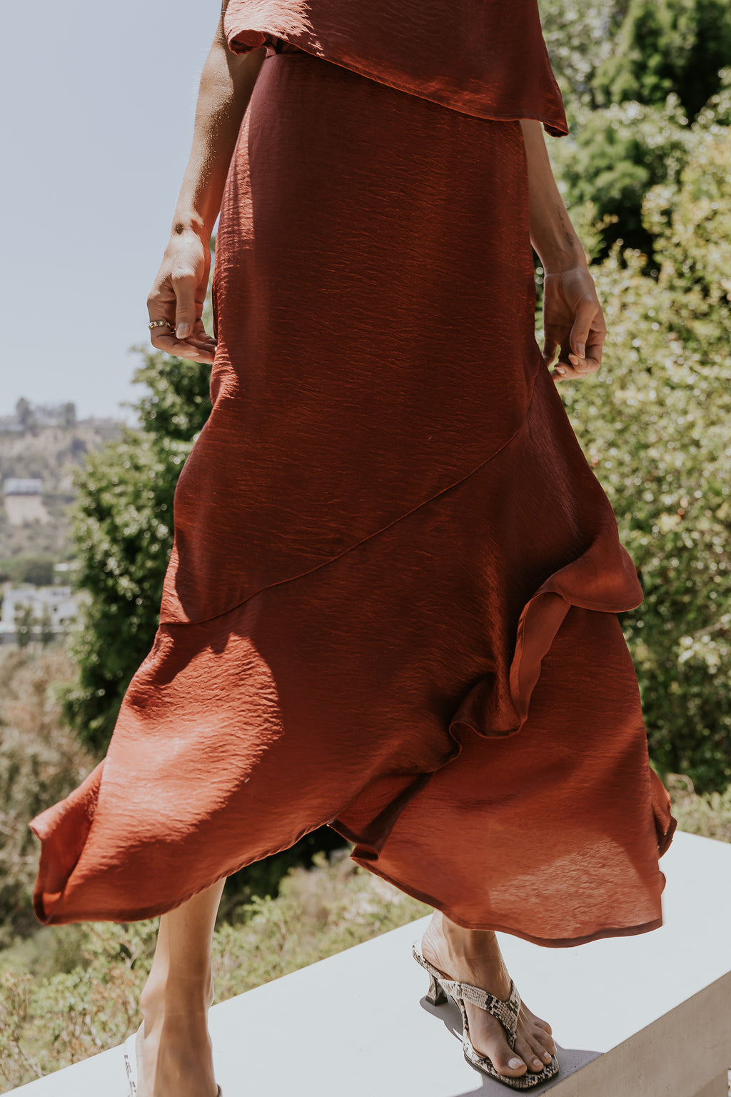 Jamey Satin Ruffle Maxi Skirt