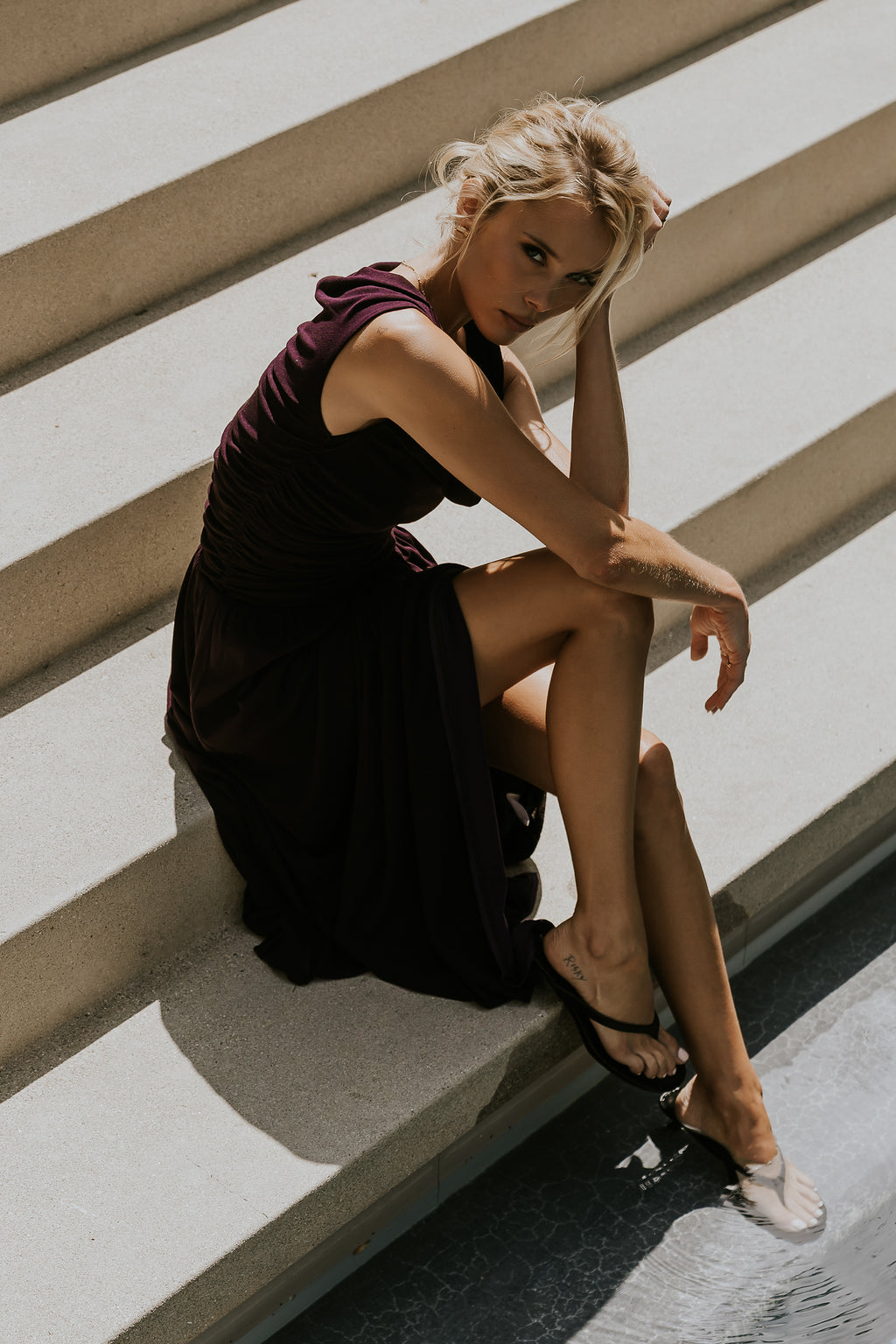 PREORDER - Luna Ruched Maxi Dress in Purple