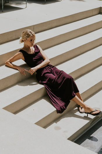PREORDER - Luna Ruched Maxi Dress in Purple