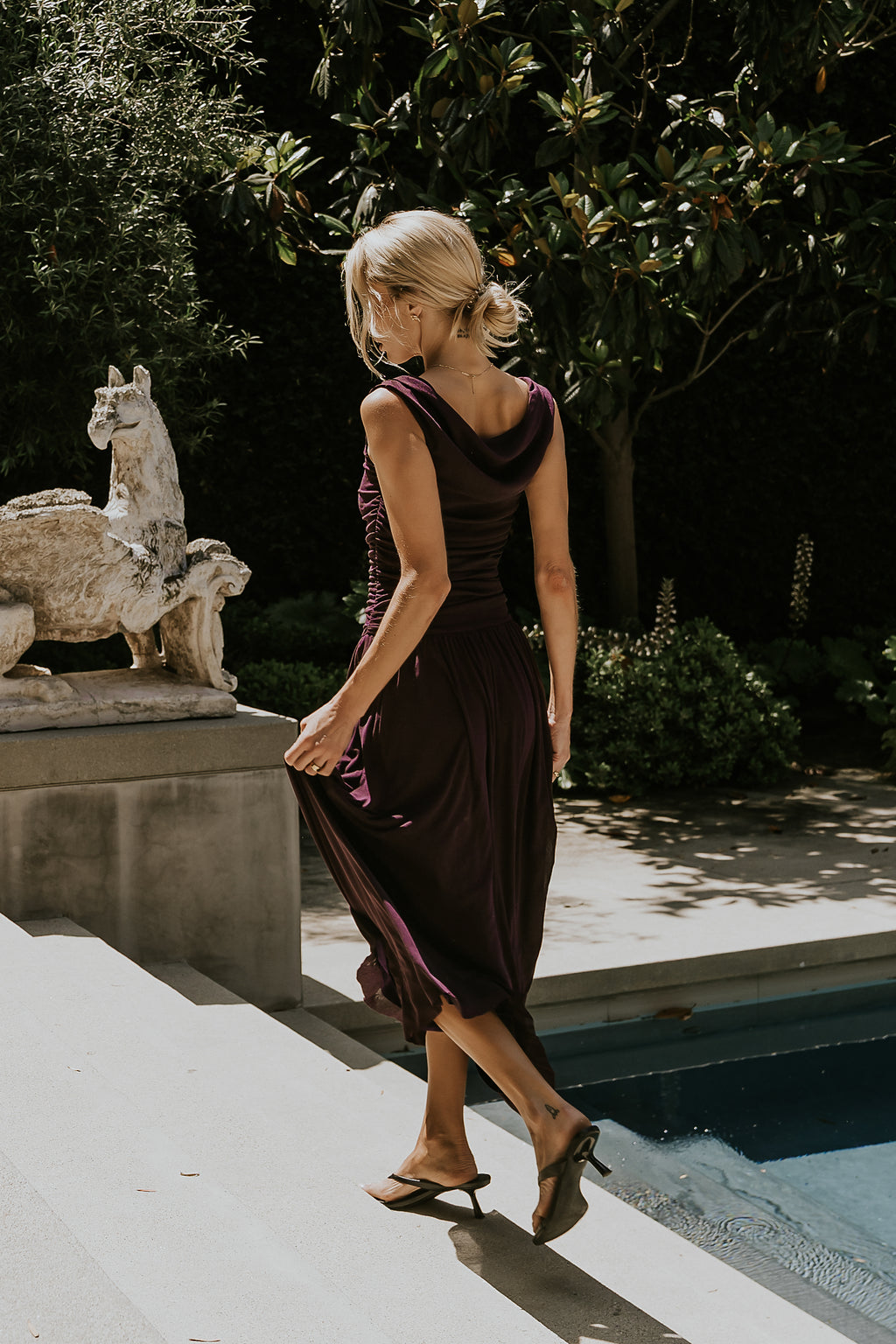 PREORDER - Luna Ruched Maxi Dress in Purple