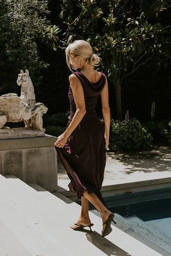PREORDER - Luna Ruched Maxi Dress in Purple
