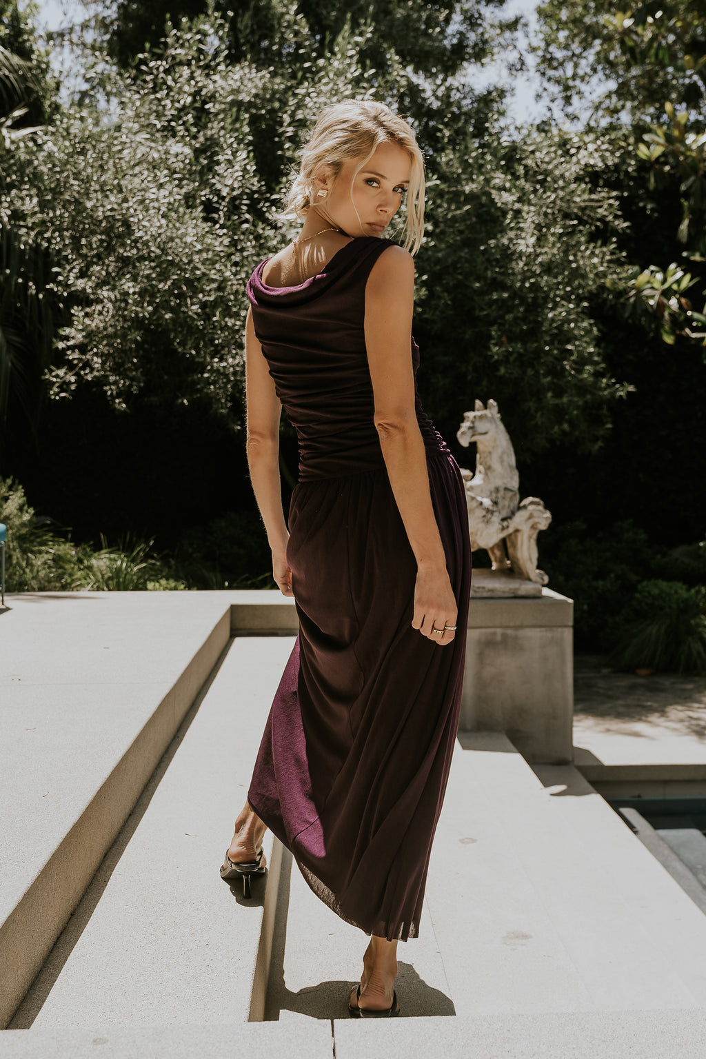 PREORDER - Luna Ruched Maxi Dress in Purple