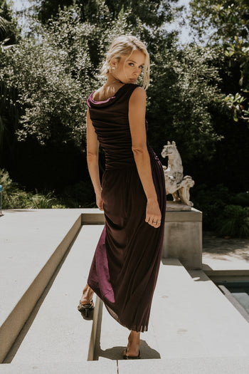 PREORDER - Luna Ruched Maxi Dress in Purple