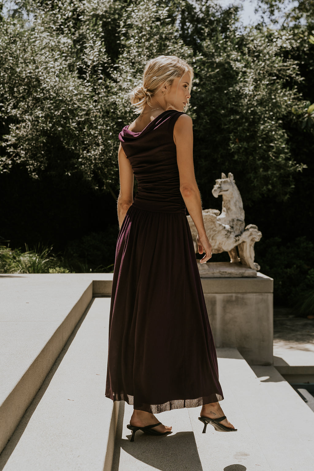 PREORDER - Luna Ruched Maxi Dress in Purple