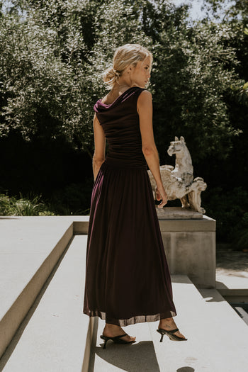 PREORDER - Luna Ruched Maxi Dress in Purple