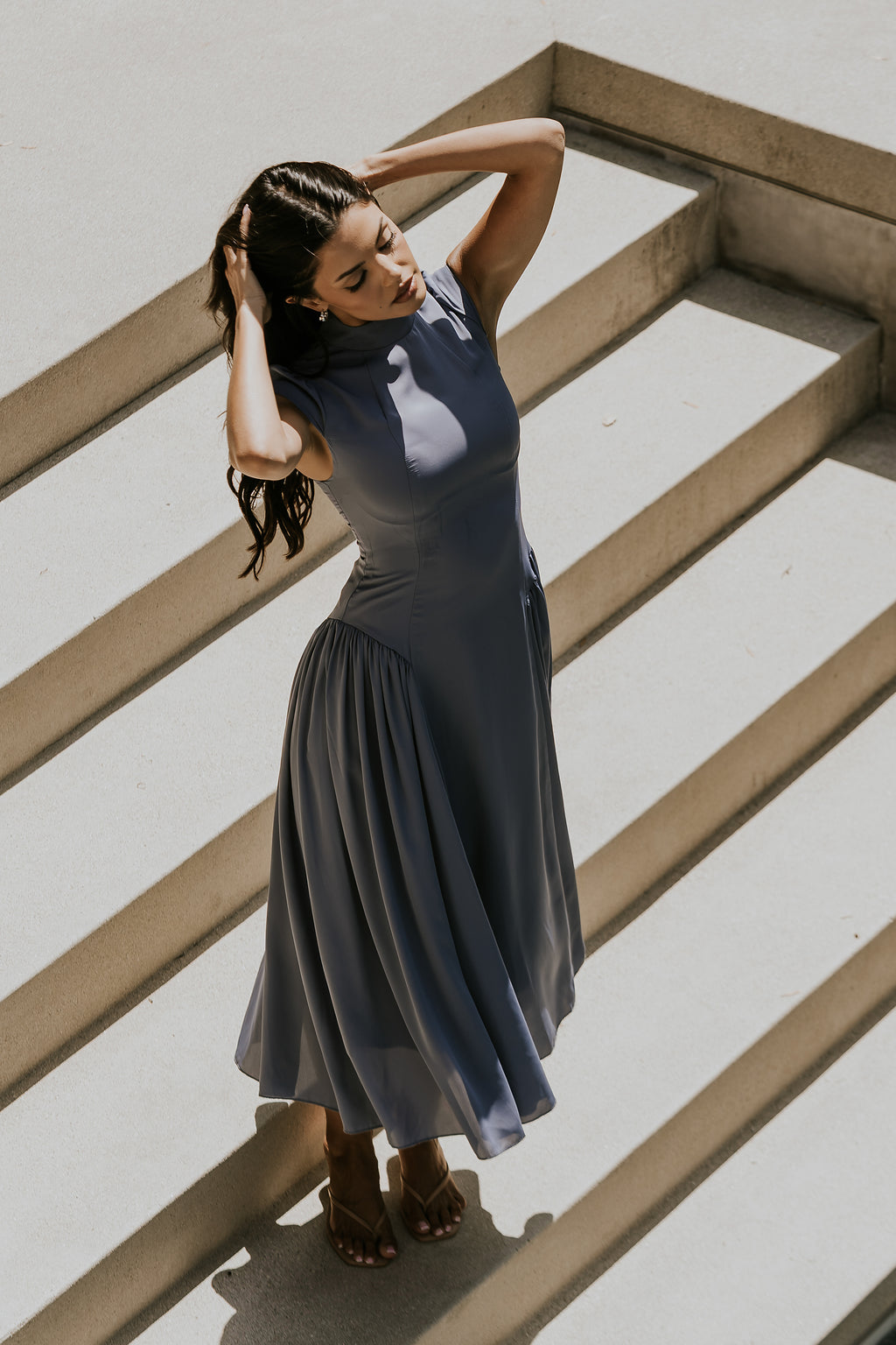 Marlee Maxi Dress in Slate Blue