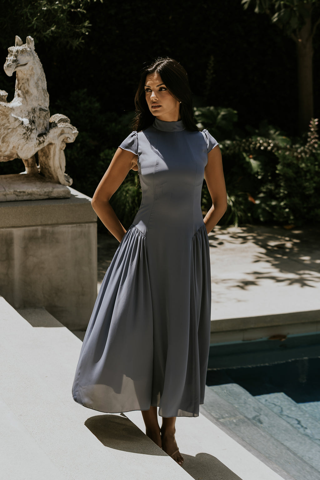 Marlee Maxi Dress in Slate Blue