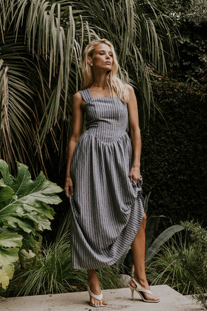 midi dress what is Lanie modest in cream-Exclusive JanieLanie Fitted waist with front darts and a wide belt Midi & Tea Length Dresses