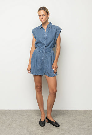 Halston Denim Romper