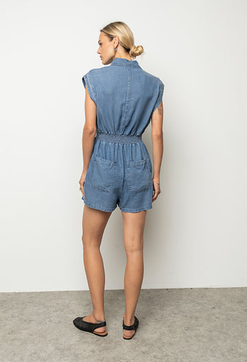 Halston Denim Romper