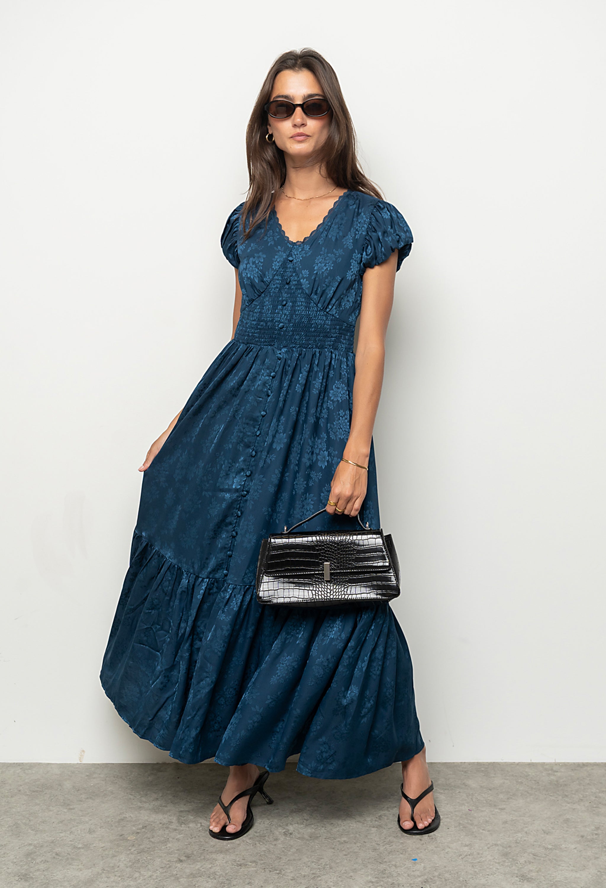 Eliza Maxi Dress in Navy