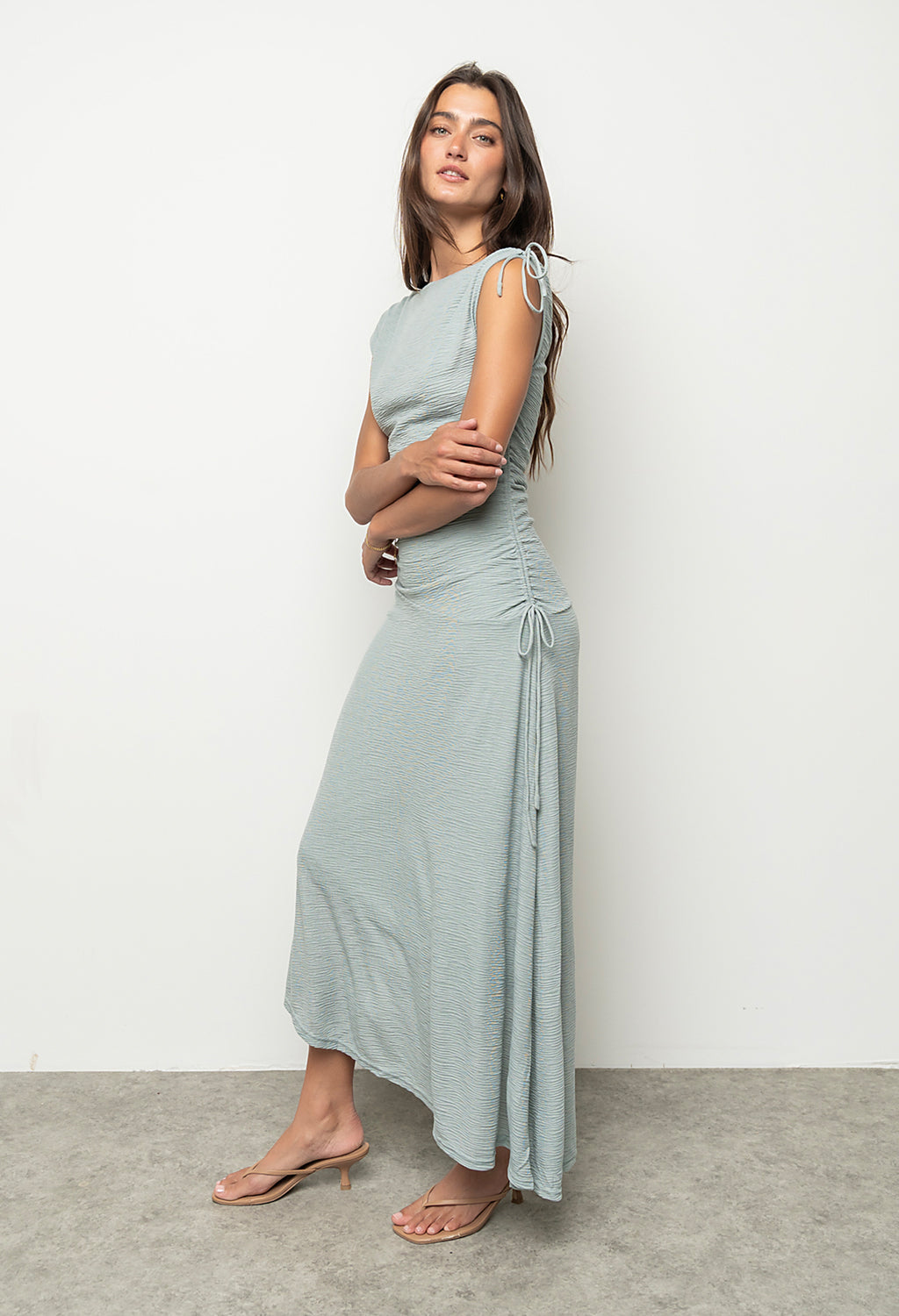 Remi Textured Maxi Dress in Blue