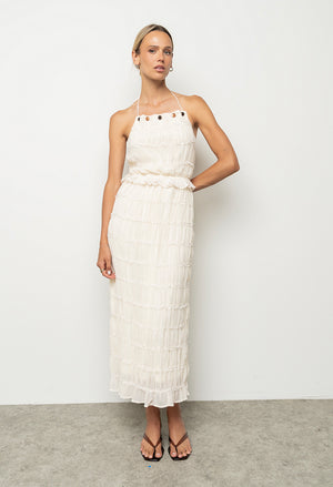 Marla Chiffon Midi Dress in Cream