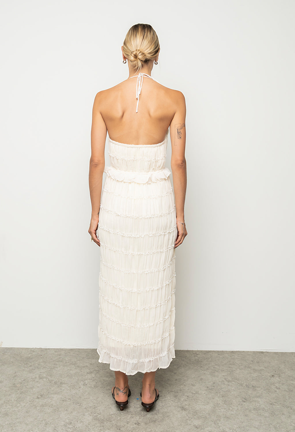 Marla Chiffon Midi Dress in Cream