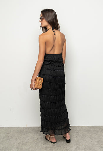 Marla Chiffon Midi Dress in Black