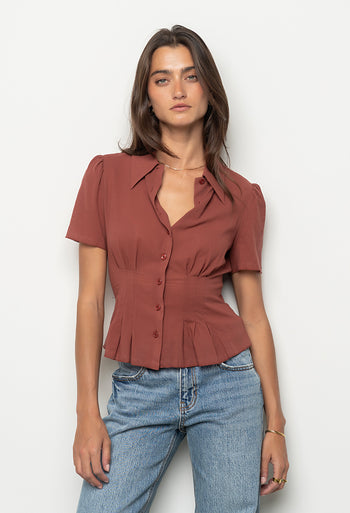 Mary Sheer Blouse in Marsala