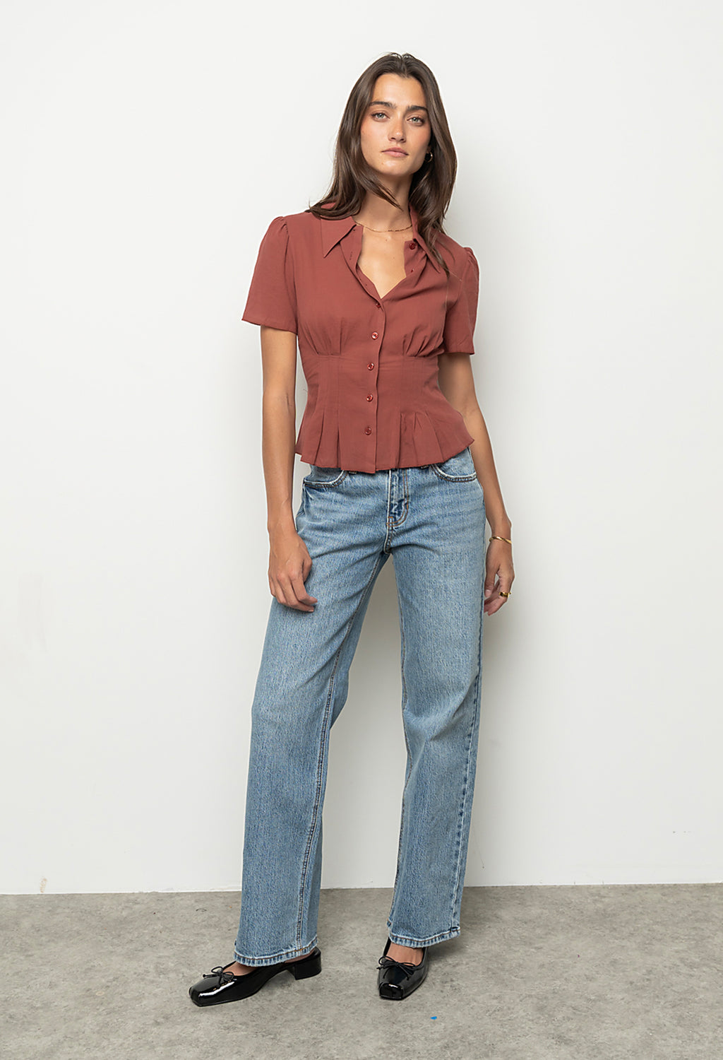 Mary Sheer Blouse in Marsala