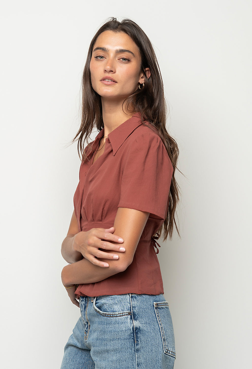 Mary Sheer Blouse in Marsala