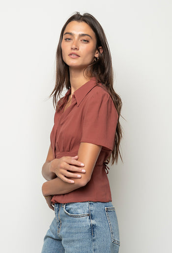Mary Sheer Blouse in Marsala