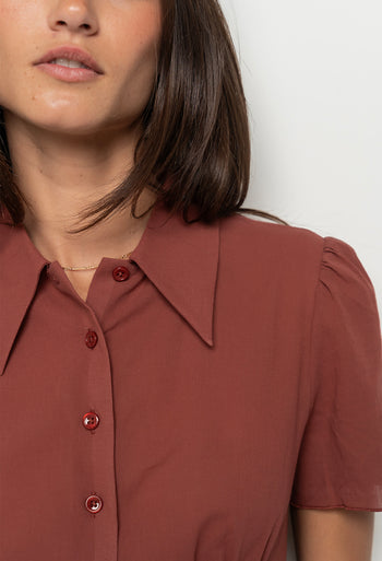 Mary Sheer Blouse in Marsala