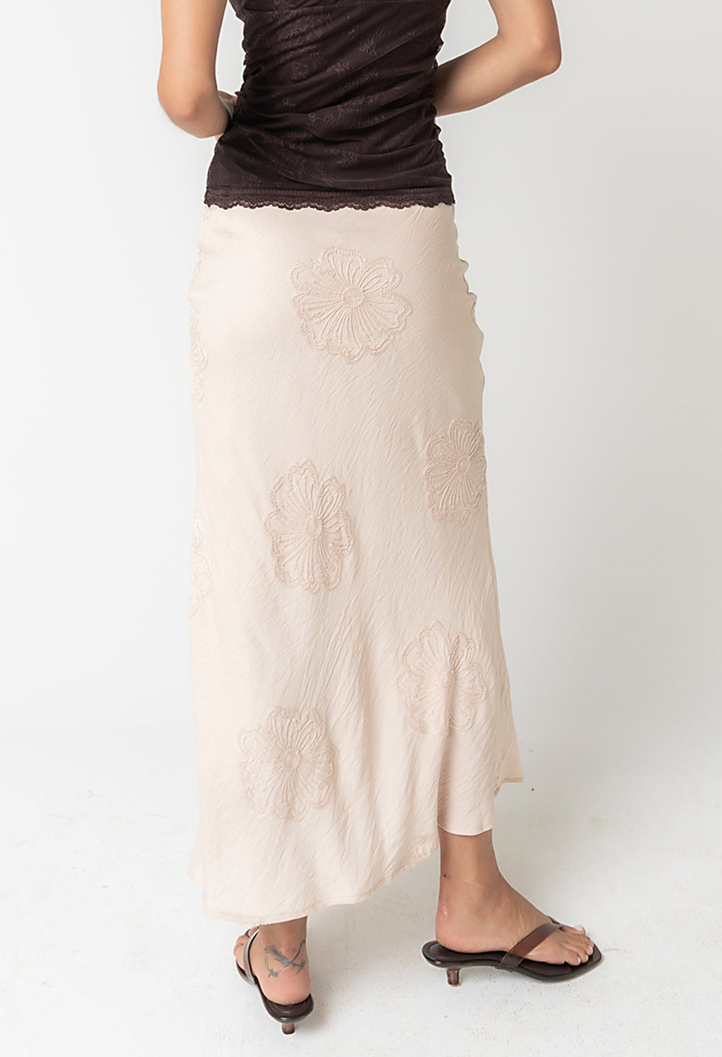 Jayda Embroidered Maxi Skirt in Natural