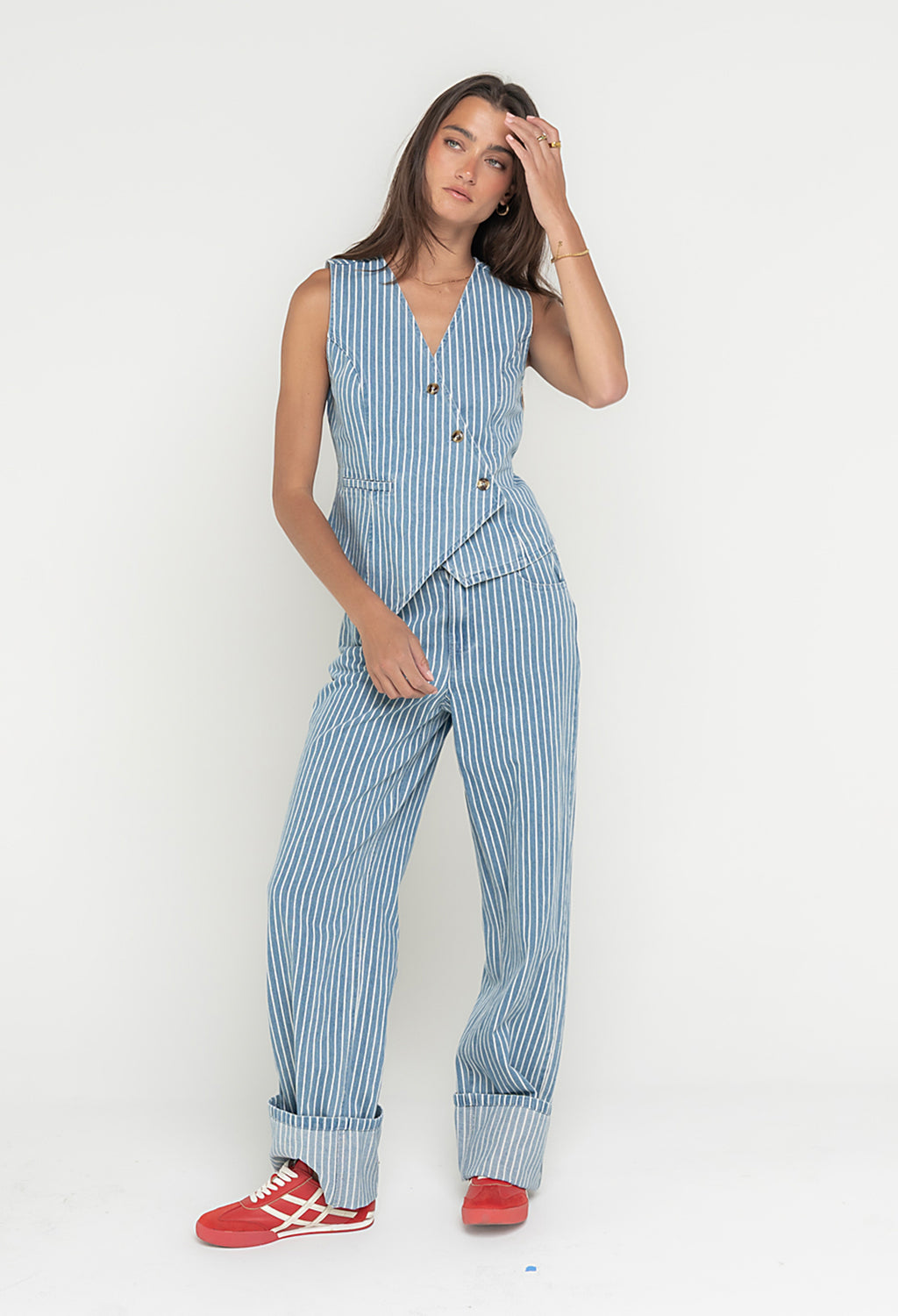 Calliope Striped Denim Vest