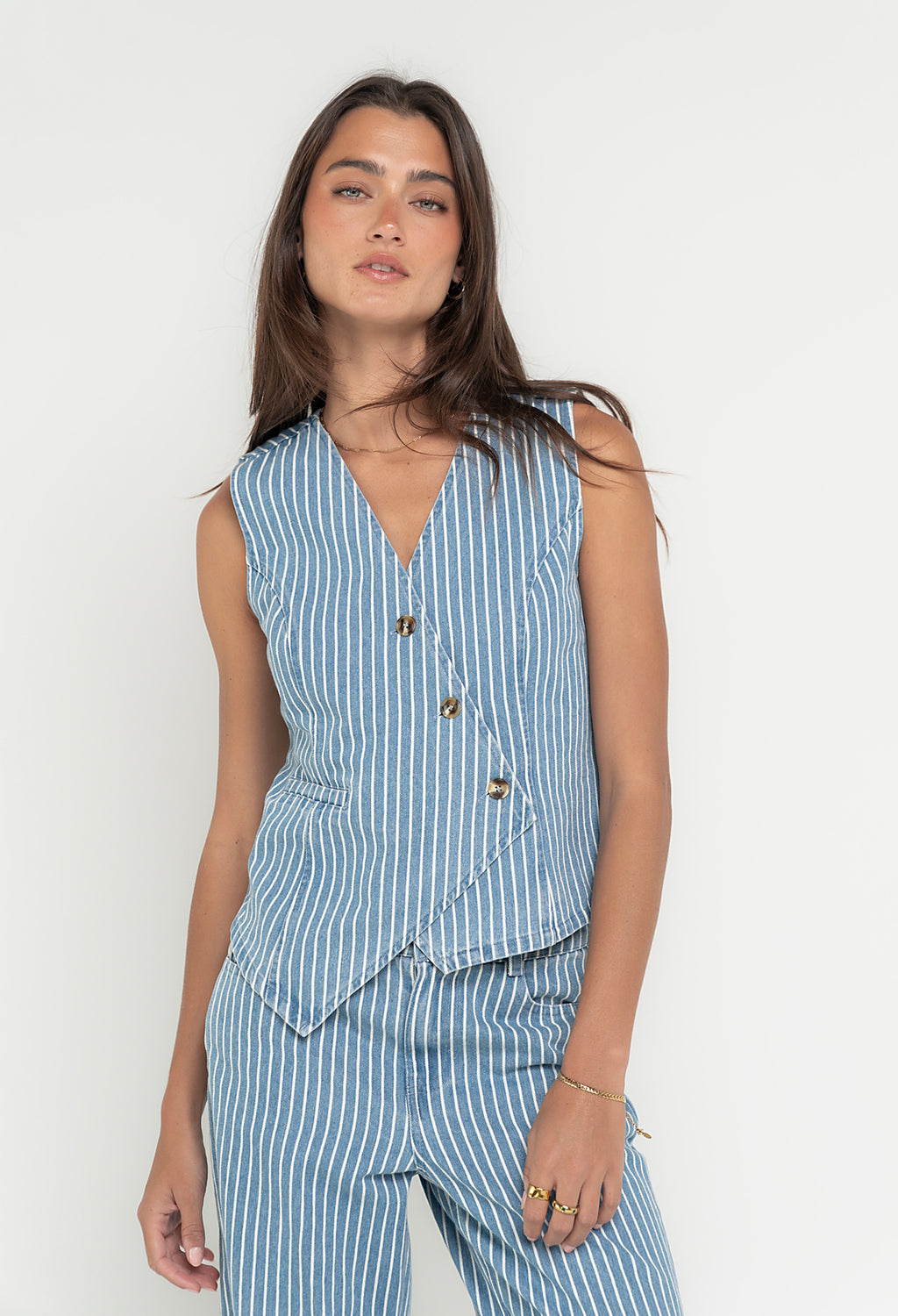 Calliope Striped Denim Vest