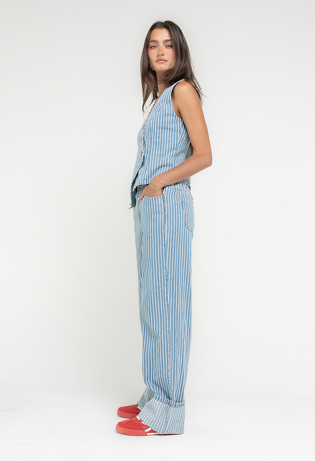Calliope Striped Denim Vest