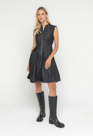 Jacee Denim Dress in Black