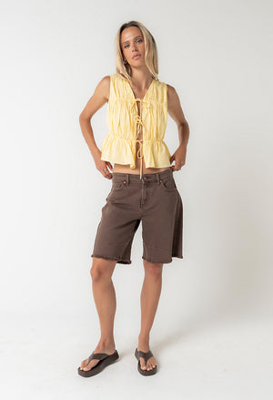Willa Peplum Blouse in Yellow