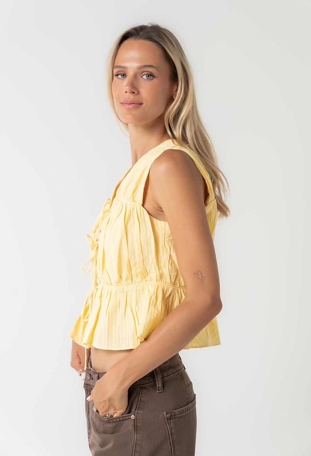 Willa Peplum Blouse in Yellow