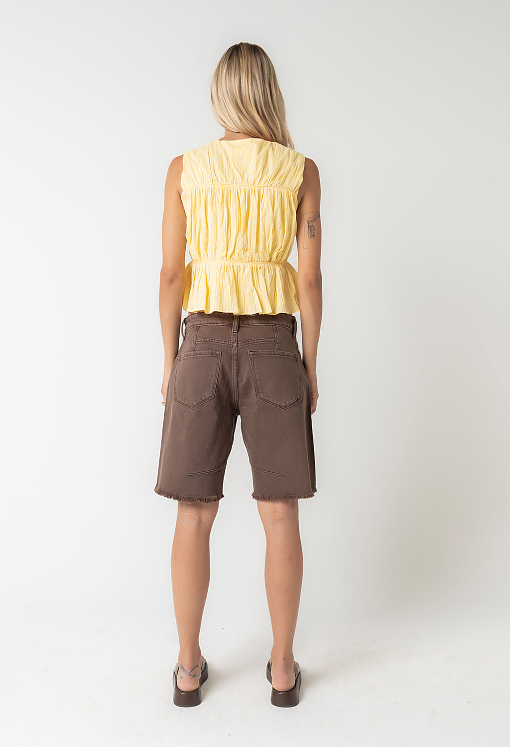 Layla Denim Shorts in Brown - FINAL SALE