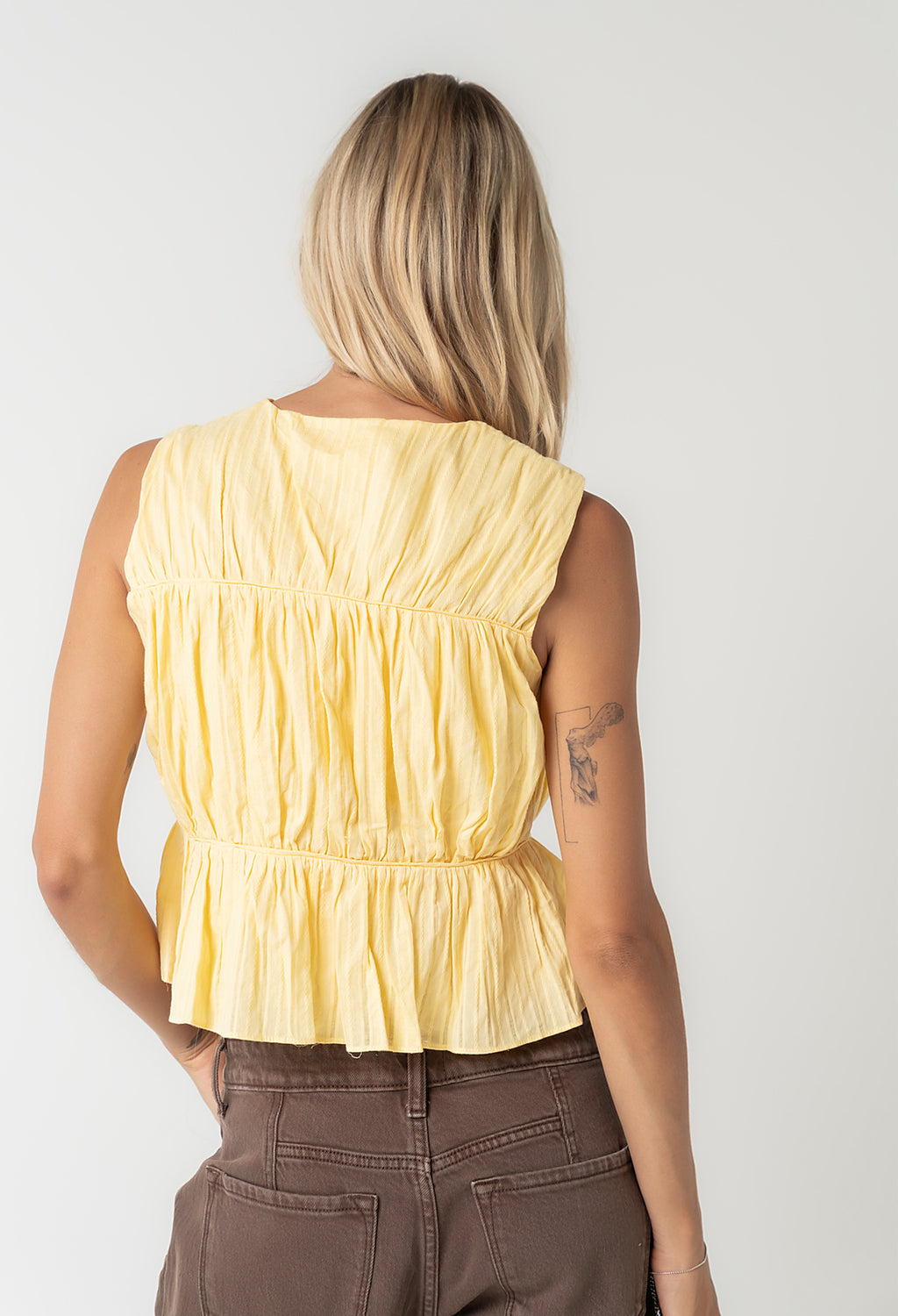 Willa Peplum Blouse in Yellow