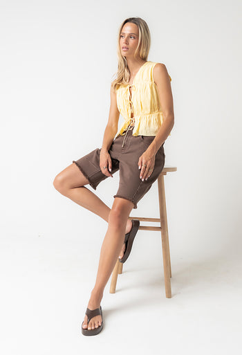 Willa Peplum Blouse in Yellow
