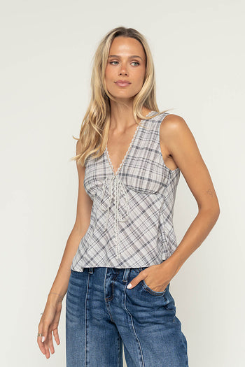 Jenna Plaid Blouse in Blue