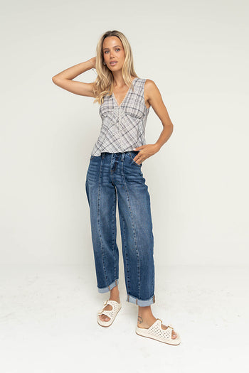 Jenna Plaid Blouse in Blue