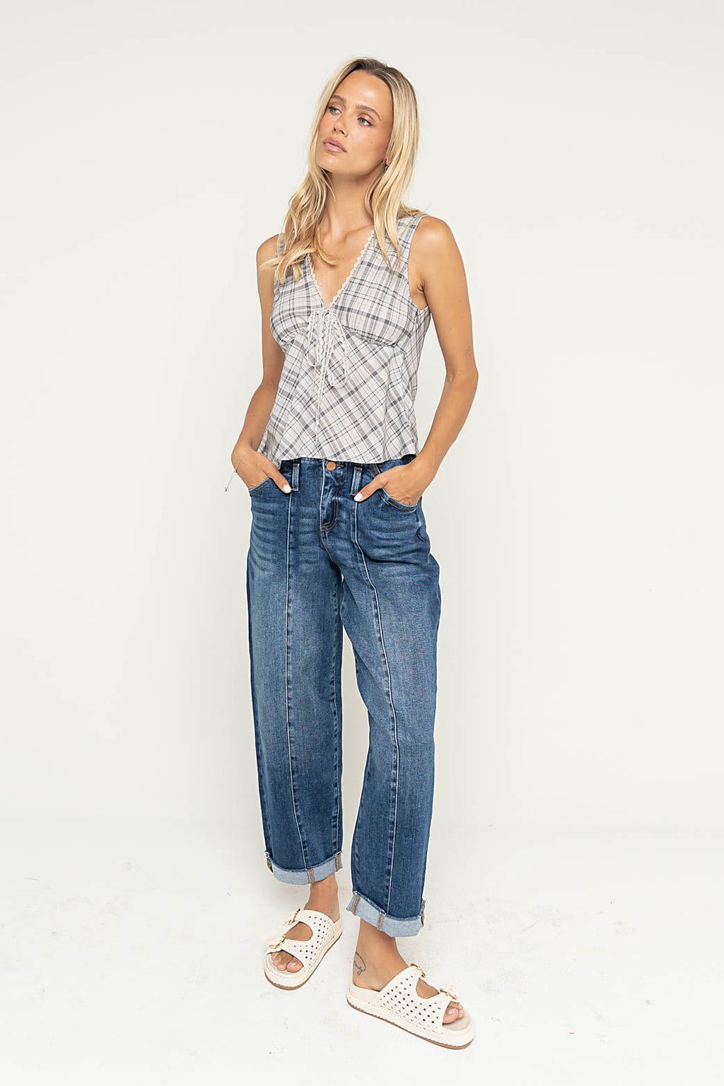 Jenna Plaid Blouse in Blue