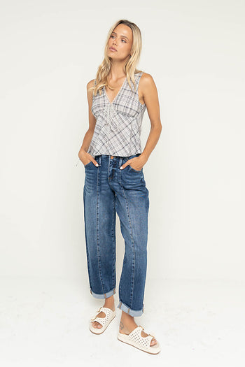 Jenna Plaid Blouse in Blue