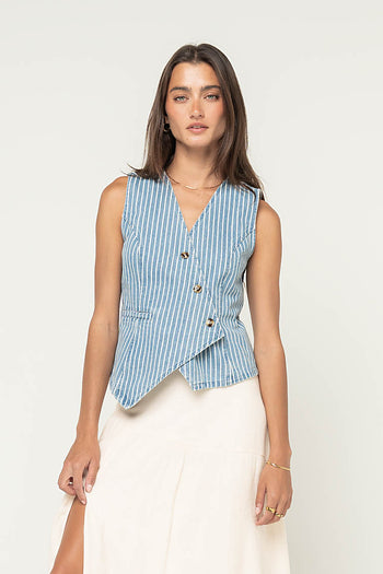 Calliope Striped Denim Vest
