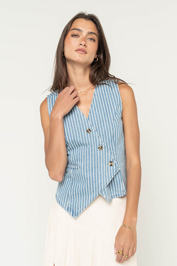Calliope Striped Denim Vest