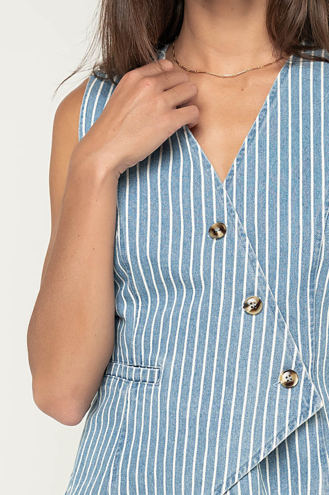 Calliope Striped Denim Vest