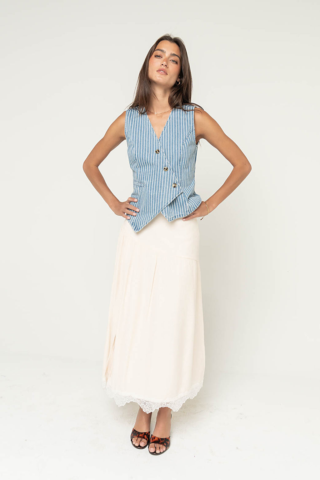 Calliope Striped Denim Vest
