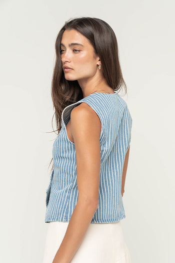 Calliope Striped Denim Vest