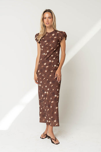 Ellianna Floral Maxi Dress in Brown