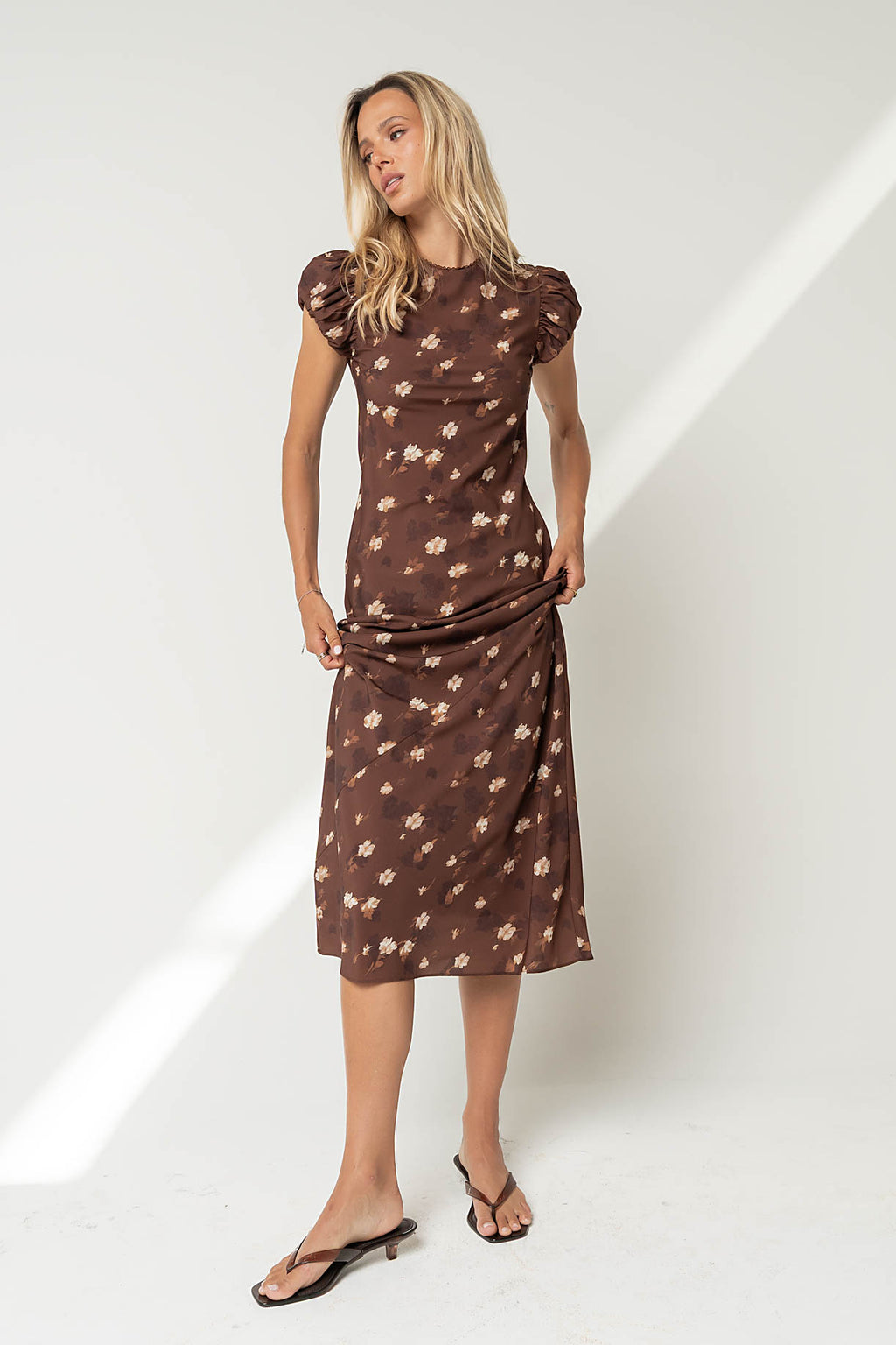 Ellianna Floral Maxi Dress in Brown