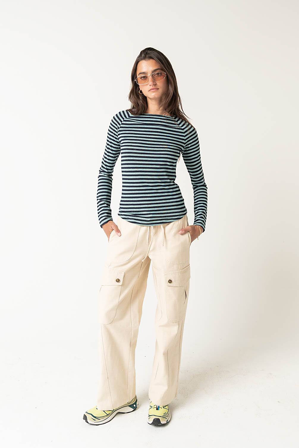 Lyza Striped Top in Blue