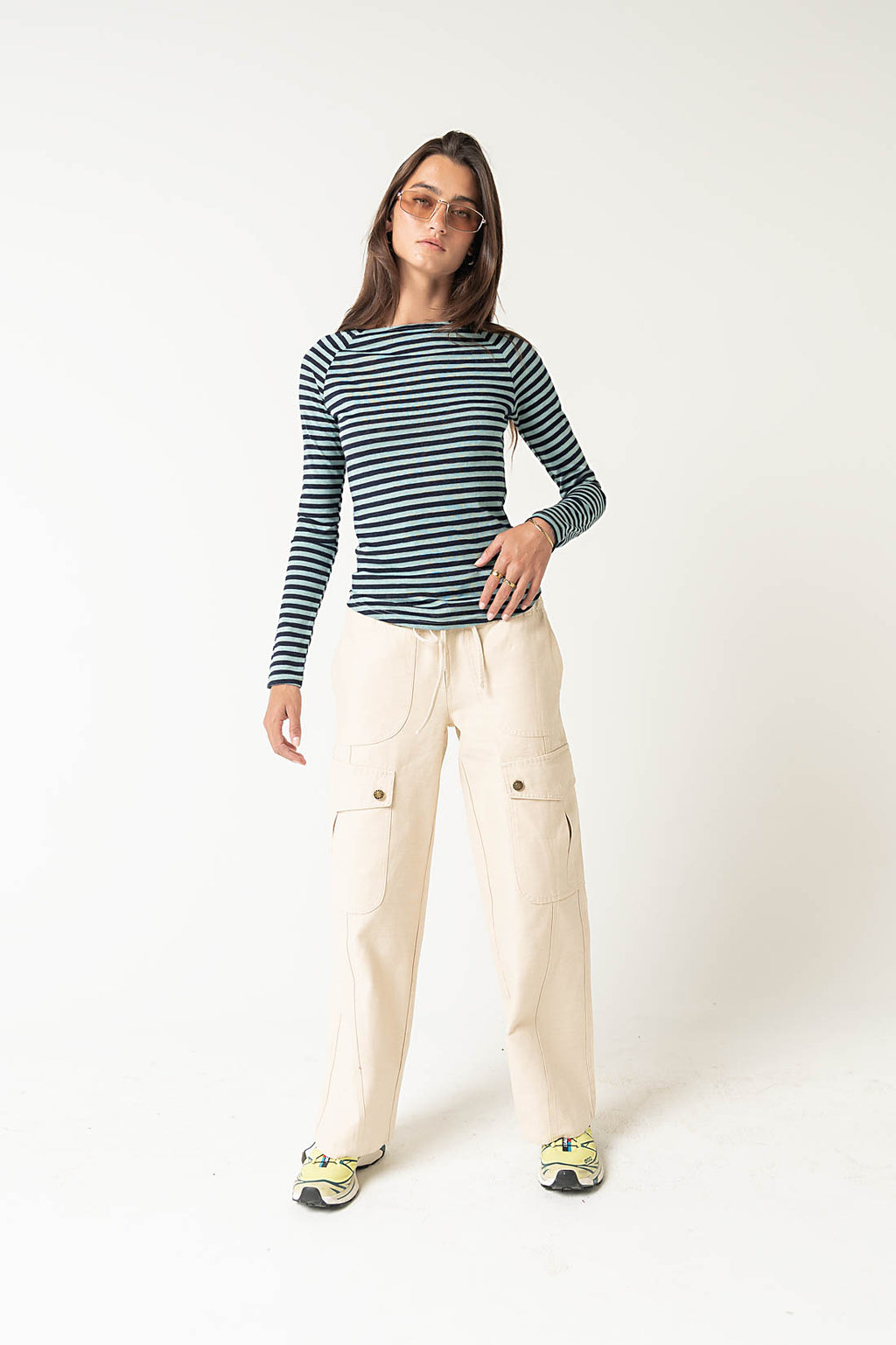 Lyza Striped Top in Blue